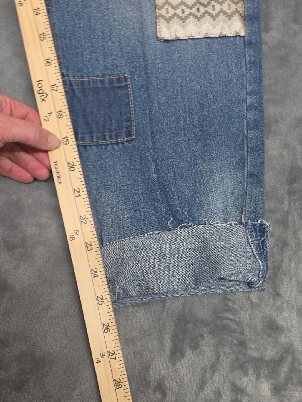 16 Embellished Patchwork Ankle Jeans in Blue - Women - Picture 7 of 11